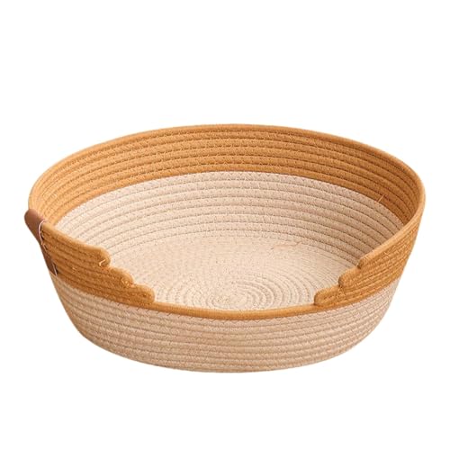 Katzenbettkorb mit Kratzfläche, handgewebtes Baumwollseil, Lounge-Bett und Krallenschleifer für Indoor-Katzen und kleine Haustiere (mehrere Größen)- M von PawwJoy