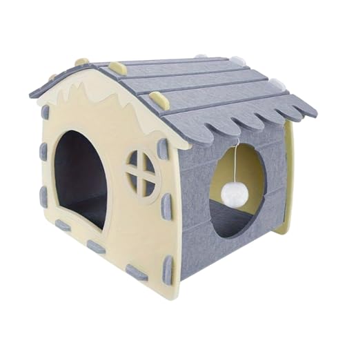 Katzenhaus aus Filz, Schlafbett, Privatsphäre, Katzenmöbel, Kätzchen, Unterschlupf, Kratzfestigkeit für kleine bis große Katzen und Hasen, Grau von PawwJoy