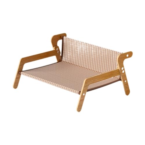 Katzenkratzbett Liege mit Holzrahmen, multifunktionales Kratzbrett und Ruheunterlage für Indoor-Katzen und kleine Hunde (54 x 44 x 28 cm), Sisal von PawwJoy