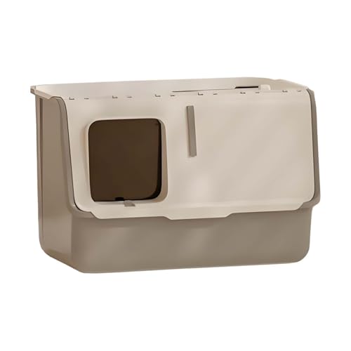 Katzentoilettenbehälter mit Kapuze, robust, tief, tragbar, Haustierbedarf, Katzentoilette, Grau von PawwJoy