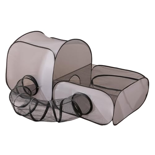 Katzentunnelschlauch, 2-in-1, faltbares Versteck Tragbarer Netz-Spieltunnel Außenkäfighaus für Kaninchen, Ratten, Hunde, Kleintiere, S von PawwJoy
