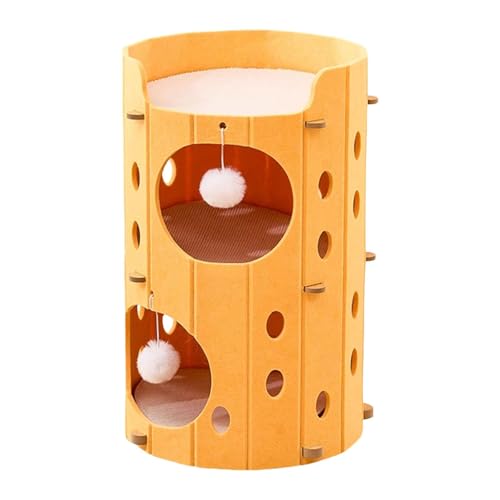 PawwJoy Filz-Kletterhaus, mehrschichtig, stabil, Haustierzubehör, Spielhaus, Kratzen mit Ball, hängend, für alle Altersgruppen, Katzen, Katzenfamilie, 2 Schichten, Gelb PawwJoy Filz-Kletterhaus, mehrschichtig, stabil, Haustierzubehör, Spielhaus, Kratzen mit Ball, hängend, für alle Altersgruppen, Katzen, Katzenfamilie, 2 Schichten, Gelb von PawwJoy