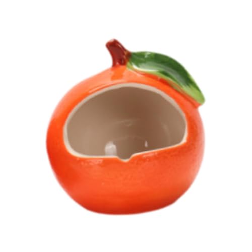 PawwJoy Hamsterhaus aus Keramik, Obstform, Höhle, Hüttenkäfig, Zubehör für Zwerghamster, Chinchillas, Igel, Kleintierversteck - Orange von PawwJoy