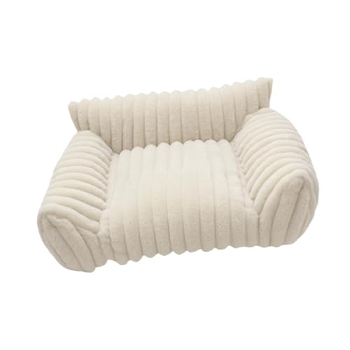 PawwJoy Haustier-Couch-Bett, Katzen-Sofa, multifunktional, modisch, rutschfeste Unterseite, zum Schlafen für kleine Hunde, Schlafzimmer, Dekoration, 50 x 40 x 20 cm, Weiß von PawwJoy