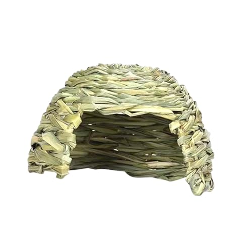 PawwJoy Hideaway Hüttenspielzeug, bequemes Spielhaus, Kaninchen, Strohnest für Frettchen, Kleintiere, Kaninchen, Grün, natürlicher Grasschutz, 21 x 14 cm von PawwJoy