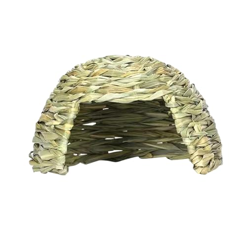 PawwJoy Hideaway Hüttenspielzeug, bequemes Spielhaus, Kaninchen, Strohnest für Frettchen, Kleintiere, Kaninchen, Grün, natürlicher Grasschutz, 25 x 17 cm von PawwJoy