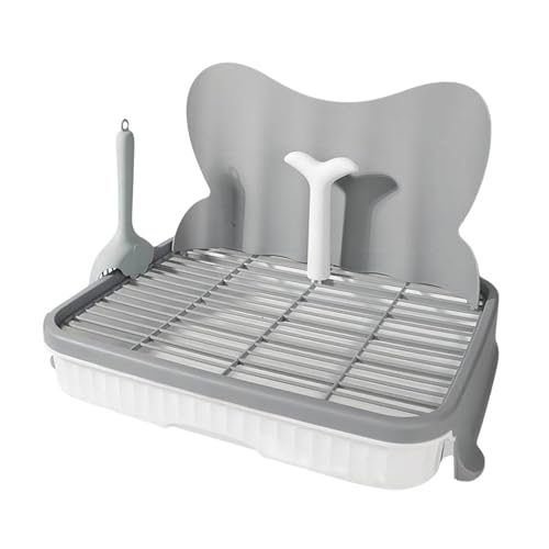 PawwJoy Hundetoilette, auslaufsicher, mit Harnsäulenschutz, leicht zu reinigen, für kleine und mittelgroße Hunde, 47 cm, Grau, 14 mm von PawwJoy