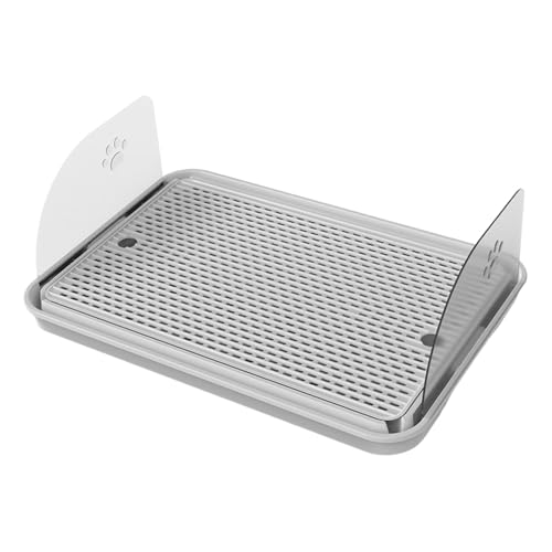 PawwJoy Katzenklo Matte, doppellagig, waschbar, Haustierbedarf, Kätzchen, Fußteil, tragbare Trittfläche für Wohnzimmer, 42 x 28,5 x 2,5 cm, Hellgrau von PawwJoy