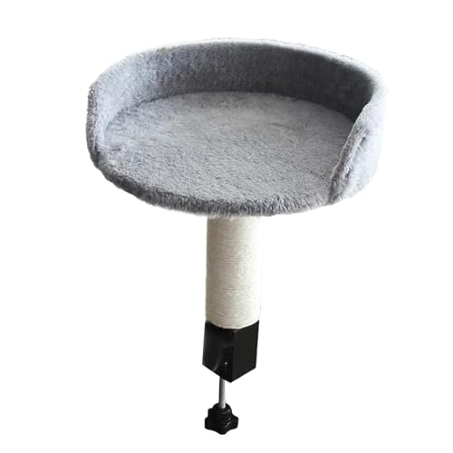 PawwJoy Schreibtisch-Katzenbett, erhöhtes Schreibtischnest für Zuhause, Büro, Klemmhalterung für Spieltisch, Büro, Schreibtisch - Grau von PawwJoy
