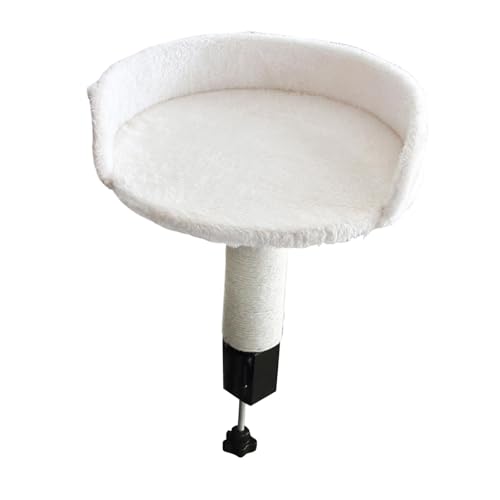 PawwJoy Schreibtisch-Katzenbett, erhöhtes Schreibtischnest für Zuhause, Büro, Klemmhalterung für Spieltisch, Büro, Schreibtisch - Weiß von PawwJoy