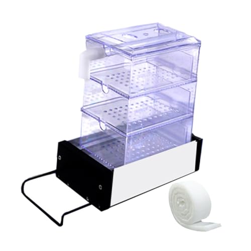 PawwJoy Überlaufbox für Aquarium, Schildkrötenbehälter, Filterbox, mehrschichtig, geräuschlos, oben montiert, Aquarium-Zubehör, Abtropfschale, 3 Boxen von PawwJoy