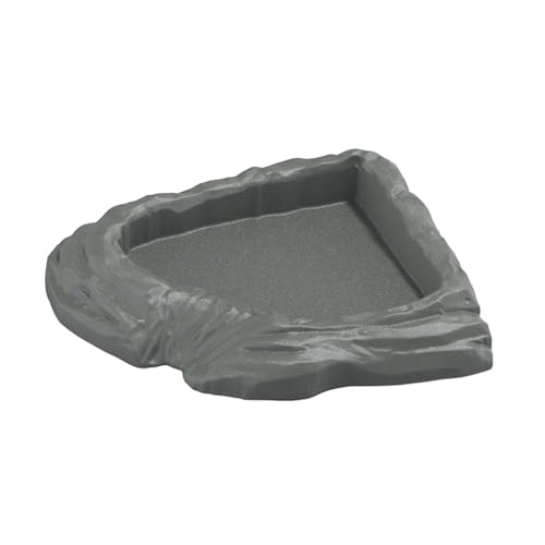 Reptilien-Wassernapf, Ecknapf, Reptilien-Futternapf, Wassernapf, Mehrzweck-Terrarium-Schüssel für Schildkröte, Chamäleon, halbwasserliche Schlange, Grau von PawwJoy