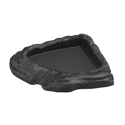Reptilien-Wassernapf, Ecknapf, Reptilien-Wassernapf, stabil, realistische Steinstruktur, Terrarienschale für Frösche, Schlangen, Haustierbedarf, Schwarz von PawwJoy