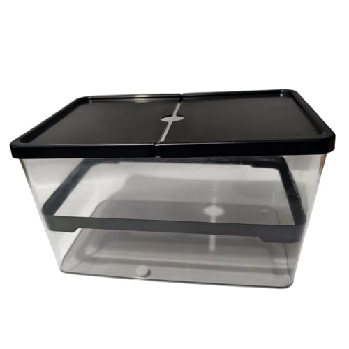 Schildkröten-Aquarium mit Deckel, 30 x 17 x 18 cm, Mikro-Landschaftsbau, dekorativ, vielseitig, für kleine Schildkröten, Krabben, Betta-Fische, Schwarz von PawwJoy