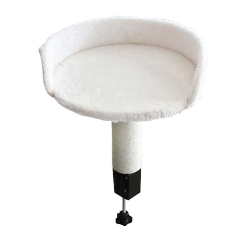 Schreibtisch-Katzenbett, Klemmhalterung, stabiles Haustierbett für Indoor-Katzen, bequeme Katzen-Sitzstange für Büro, Schreibtisch, Beistelltisch, Weiß von PawwJoy