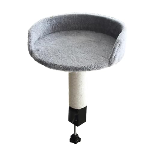 Schreibtisch-Katzenbett, runde Hängematte, einfache Montage, Kätzchenmöbel, weich, stabil, erhöhte Katzen-Sitzstange für Hauskatzen, Grau von PawwJoy