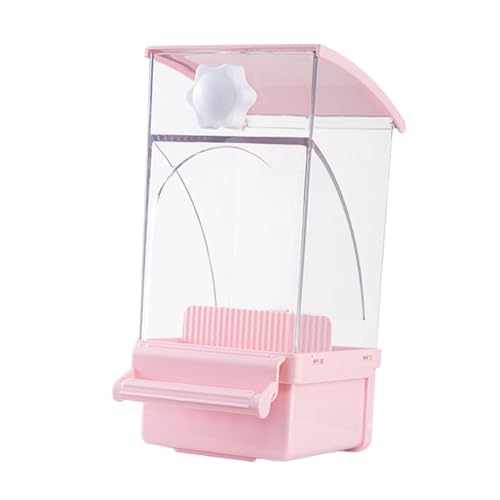 Vogelfutterstation zum Aufhängen, transparent, auslaufsicher, für Kanarienvögel, Nymphensittiche, 8,5 x 8,9 x 17,8 cm, Rosa von PawwJoy