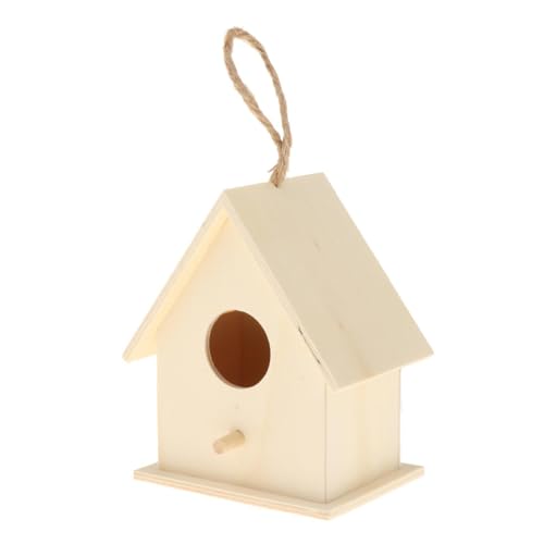 Vogelhaus aus Holz, FSC-Mix, Kredit-Vogelnest, Dekoration, unlackiert, Vogelfutterstation für Garten, Hinterhof, Stil 6 von PawwJoy
