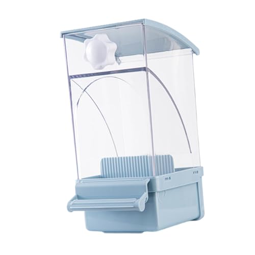 Vogelkäfig-Futterstation mit Sitzstange, transparent, stabil, für Nymphensittiche, Wellensittiche, Kanarienvögel, Finken, Sittiche, kleine Vögel, Blau von PawwJoy