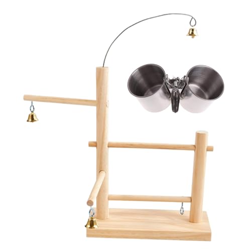 Vogelspielplatz Papagei Spielständer mit Tassen Käfig Zubehör Vogelständer Interaktives Papagei Spielzeug für Kanarienvogel Lovebird von PawwJoy