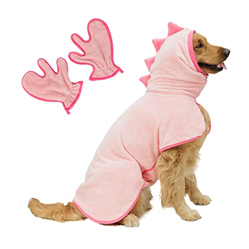 Pawyee Superweiches, schnell trocknendes Hundehandtuch, Mikrofaser, Bademantel-Design für Katzen und Hunde, Größe M, rosa Dino Pawyee Superweiches, schnell trocknendes Hundehandtuch, Mikrofaser, Bademantel-Design für Katzen und Hunde, Größe M, rosa Dino von Pawyee