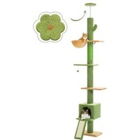 Pawz Road Deckenhoher Katzenbaumturm verstellbar grün von Pawz Road