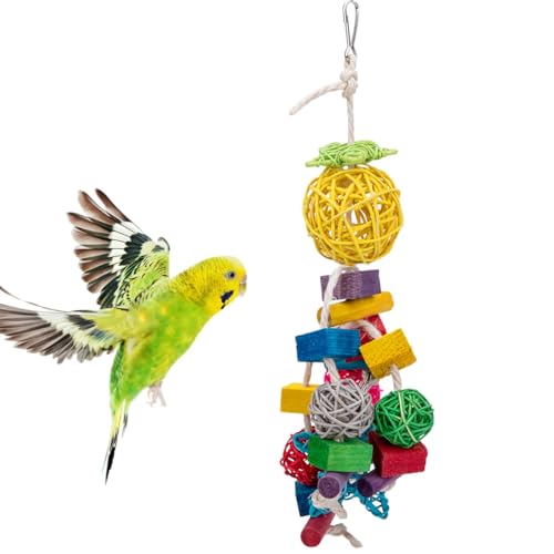 Papageienbeißspielzeug zum Aufhängen, buntes Zubehör von Paxikaka
