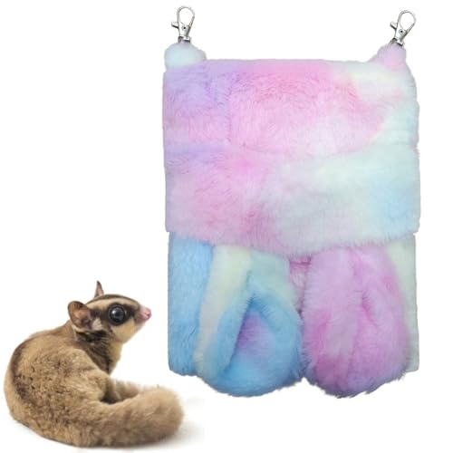 Paxikaka Sugar Glider Schlafsack, Hängematte, buntes Flanell, warmes Haustierkäfignest, Hängebett für Kleintiere, Ratten, Hamster, Zuckergleiter, Eichhörnchen, Rennmäuse (A) von Paxikaka