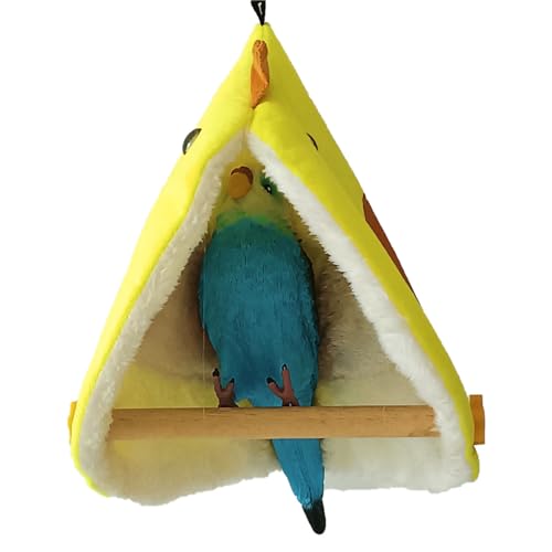 Paxikaka Vogel-Baumwollbett zum Aufhängen mit Sitzstangen für Papageien (Gelb/Klein) von Paxikaka