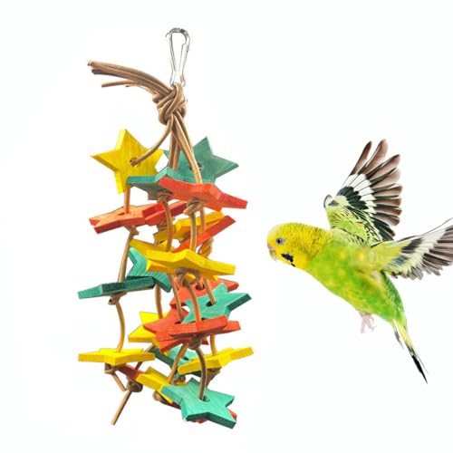 Paxikaka Vogel-Kletterspielzeug zum Aufhängen, buntes Holzvogel, Knabberspielzeug von Paxikaka