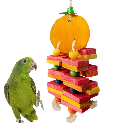 Paxikaka Vogelbeißspielzeug aus Holz, Obst zum Aufhängen von Paxikaka