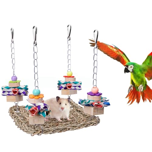 Spielzeug für kleine Haustiere, Rattan-Plattform, Vogelspielzeug, geeignet für Vögel, Papageien, Zuckergleiter, Eichhörnchen, Ratten von Paxikaka