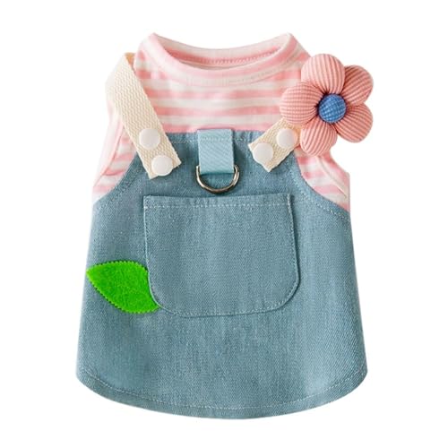 Denim-Hundekleid mit rosa gestreiftem Druck, floraler Schulter und Blatttasche, Haustierkleidung, kleines Hunde-Outfit für Chihuahua, Yorkie, Welpenkleid für Geburtstag, Party und Alltag (Rosa, XXL) Denim-Hundekleid mit rosa gestreiftem Druck, floraler Schulter und Blatttasche, Haustierkleidung, kleines Hunde-Outfit für Chihuahua, Yorkie, Welpenkleid für Geburtstag, Party und Alltag (Rosa, XXL) von PayaSnug