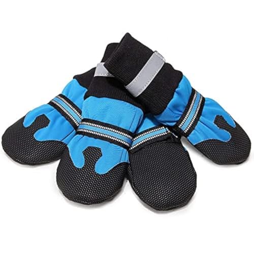 payanwin Reflektierende Outdoor-Hundeschuhe, rutschfest, hohe Knöchel, für mittelgroße und große Rassen, weicher ganzjähriger Pfotenschutz, Haustierschuhe mit verstellbarem Riemen, 4 Stück (S) von Payanwin
