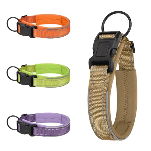PayinBlue Reflektierendes Hundehalsband, verstellbare Größe, leicht zu demontieren, kann für Training, Walking, Joggen verwendet werden, eine Vielzahl von Größen zur Auswahl (Khaki, L) von PayinBlue