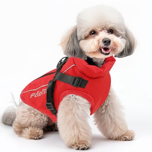 PcEoTllar Hundemantel Wasserdicht für Kleine Hunde, Warme Wintermantel Hundejacke Hundepullover - Reflektierend Hundemantel mit Geschirr - Haustier Skifahren Kostüm Ärmellose, Rot-XXL PcEoTllar Hundemantel Wasserdicht für Kleine Hunde, Warme Wintermantel Hundejacke Hundepullover - Reflektierend Hundemantel mit Geschirr - Haustier Skifahren Kostüm Ärmellose, Rot-XXL von PcEoTllar