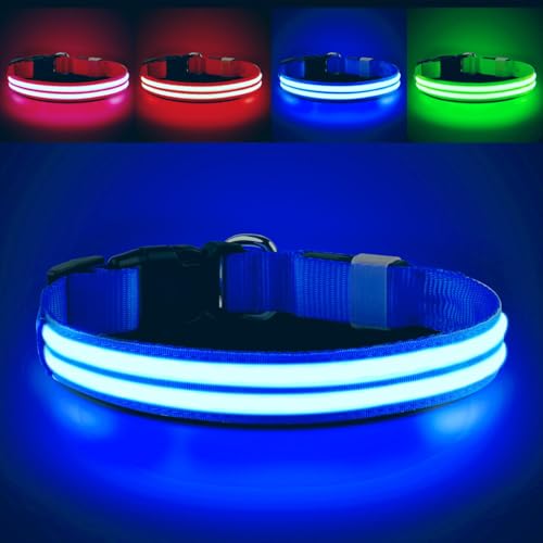 PcEoTllar Leuchthalsband Hund Aufladbar, Hundehalsband Leuchtend, Beleuchtetes LED Halsband für Hunde für Kleine Mittlere Große Hunde, Hunde Leuchthalsband Wasserdicht 3 Leuchtmodi, Blau-M PcEoTllar Leuchthalsband Hund Aufladbar, Hundehalsband Leuchtend, Beleuchtetes LED Halsband für Hunde für Kleine Mittlere Große Hunde, Hunde Leuchthalsband Wasserdicht 3 Leuchtmodi, Blau-M von PcEoTllar