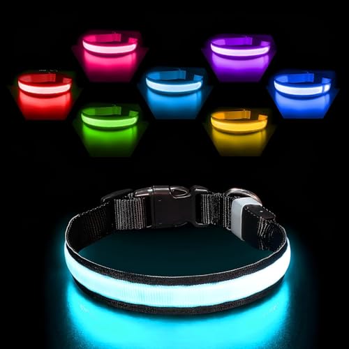 PcEoTllar Leuchthalsband Hund Aufladbar, Hundehalsband Leuchtend Wasserdicht, Blinkend LED Halsband für Hunde mit 7 Farben, Einstellbare LED Hundehalsband für Kleine Große Hunde, Schwarz-S PcEoTllar Leuchthalsband Hund Aufladbar, Hundehalsband Leuchtend Wasserdicht, Blinkend LED Halsband für Hunde mit 7 Farben, Einstellbare LED Hundehalsband für Kleine Große Hunde, Schwarz-S von PcEoTllar