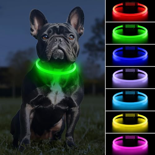 PcEoTllar Leuchthalsband Hund Aufladbar mit 7 Farben, Leuchthalsband für Kleine und Große Hunde, 9 Beleuchtungsmodi Hundehalsband Leuchtend Zerlegbar mit 70cm, LED Halsband für Hunde PcEoTllar Leuchthalsband Hund Aufladbar mit 7 Farben, Leuchthalsband für Kleine und Große Hunde, 9 Beleuchtungsmodi Hundehalsband Leuchtend Zerlegbar mit 70cm, LED Halsband für Hunde von PcEoTllar
