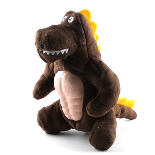 PcEoTllar Quietschspielzeug für Hunde, Interaktives Plüschtier, Lindert Langeweile, Kauspielzeug für Welpen, Kleine und Mittlere Hunde, Brauner Dinosaurier von PcEoTllar