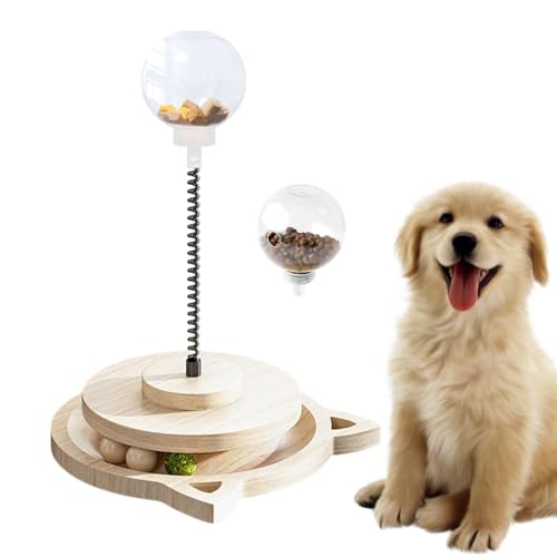 Pcingsia Katzen-Leckerli-Puzzle | Leckerli-Spender für langsames Füttern, Wackeln, Unterhaltungsspielzeug mit Rollbahn, Tierfutterball für langsames Füttern/Training von Pcingsia