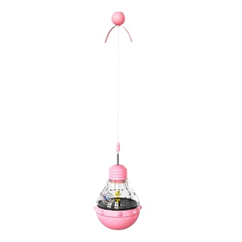 Pcingsia Katzen-Leckerli-Spender Ball Spielzeug, Katzen-Leckerli-Puzzle-Futterspender Spielzeug mit Teaser Zauberstab und LED-Licht, Katze interaktives Spielzeug, Katzenfutter Ballspender für von Pcingsia