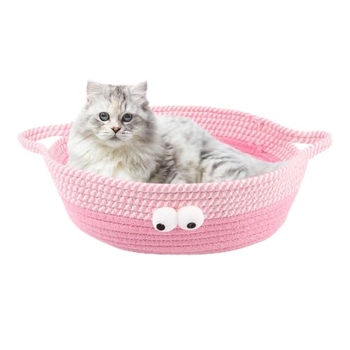 Pcingsia Katzenbett aus gewebter Baumwolle - Katzenhängematte Schlafnest Korb - Waschbares kleines Hundebett Handgewebtes Katzenbett Korb Handgemachtes Bett Rundes Schlafhausbett Pcingsia Katzenbett aus gewebter Baumwolle - Katzenhängematte Schlafnest Korb - Waschbares kleines Hundebett Handgewebtes Katzenbett Korb Handgemachtes Bett Rundes Schlafhausbett von Pcingsia