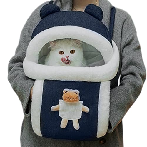 Pcingsia Katzentragerrucksack Warm – Reise-Katzenrucksack zum Tragen – Haustier-Tragetasche Brusttaschen mit Öffnung oben, kleine Katzentasche, weicher Katzentragerrucksack für Reisen von Pcingsia