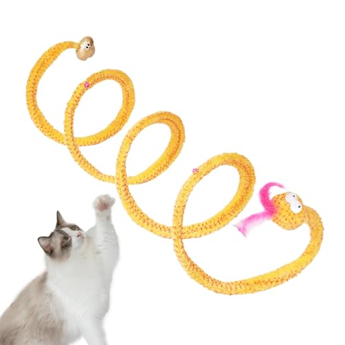 Pcingsia Katzentunnel – Kätzchen-Jagd-Spiralrohr, interessantes Spiel, Katze, Jagd, Spiraltunnel mit Katzenminze und Feder, faltbares Kätzchen-Spielzeug für drinnen von Pcingsia