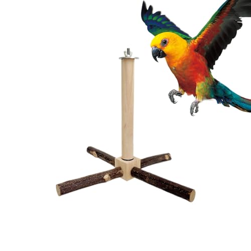 Pcingsia Vogelständer Sitzstange Spielzeug | Nymphensittiche stehend klettern rotierend Käfig Sitzstange – Holz Spin Sittich Spielzeug für kleine, mittelgroße Nymphensittiche von Pcingsia