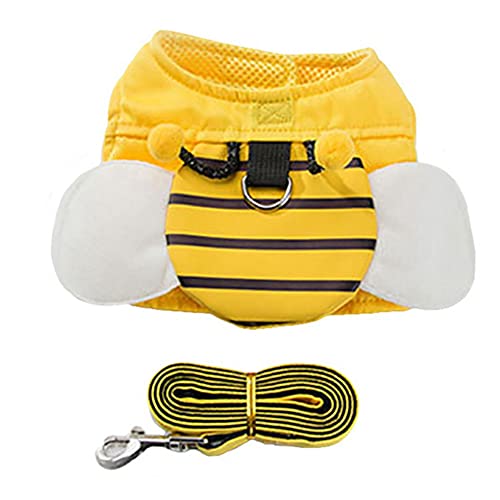 Pcivzxam Brustgurt mit niedlichem Bienen-Motiv, Gelb, Rucksack-Design, Größe S, M, bequem, Haustierbedarf, F von Pcivzxam