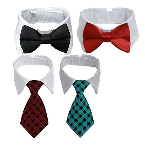 Pcivzxam Haustierkostüm, Fliege für Haustiere, verstellbar, formelle Krawatte, Halsband für Katzen, kleine Welpen, 4 Stück (grün + rot) von Pcivzxam