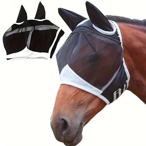 Fliegenmaske Pferd, Fliegenhaube Pferd mit UV-Schutz, Atmungsaktive Netzmaske für Warmblut und Pony, Schwarz, Größe L, Ideal für Weide, Stall und Reiten Fliegenmaske Pferd, Fliegenhaube Pferd mit UV-Schutz, Atmungsaktive Netzmaske für Warmblut und Pony, Schwarz, Größe L, Ideal für Weide, Stall und Reiten von PcvGef