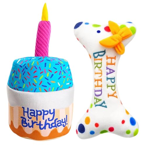 PcvGef Spielzeug Hund, 2 Stück Hunde Geburtstag Spielzeug Set, Geburtstag Hund Geschenk, Weiches Quietschspielzeug für Hunde, Indoor und Outdoor Spiel PcvGef Spielzeug Hund, 2 Stück Hunde Geburtstag Spielzeug Set, Geburtstag Hund Geschenk, Weiches Quietschspielzeug für Hunde, Indoor und Outdoor Spiel von PcvGef
